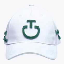 Cavalleria Toscana Tufted Stitch Cap -Cavalleria Toscana Store tuffed stitch cap white green front CPU025 GA025 015L cavalleria toscana 10822.1678573894