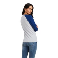 Ariat Varsity Logo Tee Long Sleeve -Cavalleria Toscana Store varsity tee ls blue grey back 10041353 ariat 79873.1661214454