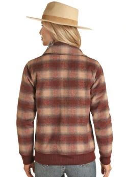 Powder River Wool Plaid Bomber Coat -Cavalleria Toscana Store wool plaid bomber coat wine back PRWO92RZYV PRO 61490.1668616787