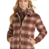 Powder River Wool Plaid Bomber Coat -Cavalleria Toscana Store wool plaid bomber coat wine front PRWO92RZYV PRO 79704.1668616789