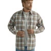Men's Wrangler Wrinkle Resist Brown Plaid Shirt -Cavalleria Toscana Store wrinkle resist plaid shirt brown front 112330396 wrangler 75295.1689459307
